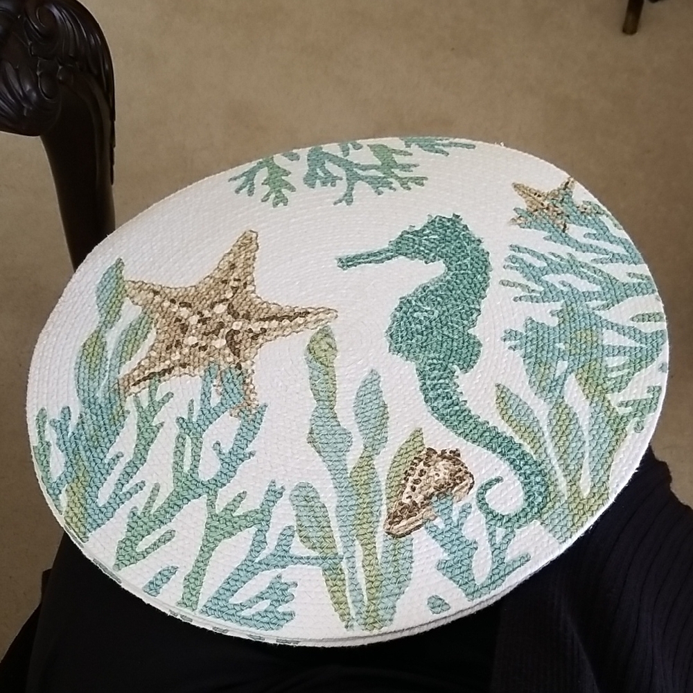 Seahorse and Starfish Embroidered Placemat,  Set Of 4
